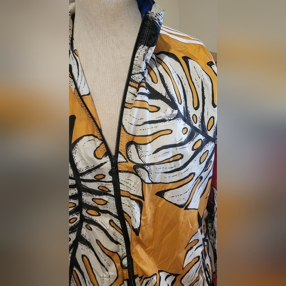 Colorful Adidas X Farm Palm Print Three Stripes Windbreaker Jacket - Picture 4 of 5
